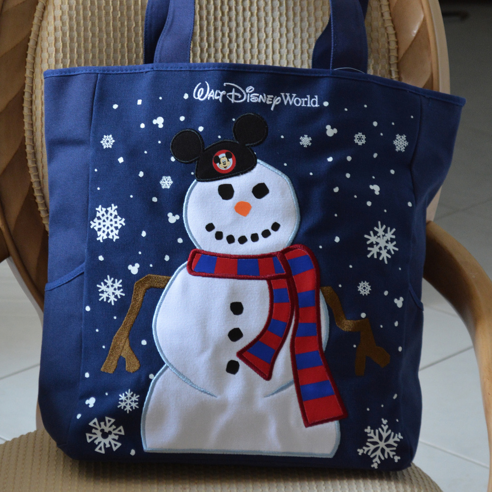 New! Disney World Snowman Holiday Canvas Tote Bag